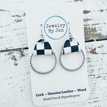Load image into Gallery viewer, Twisted Hoop Earrings: Black &amp; White Checkered