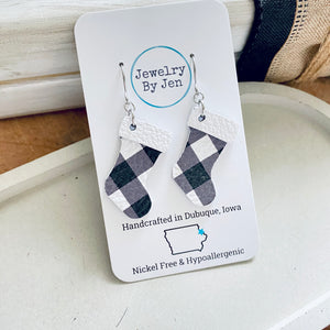 Christmas Stocking: White & Black Plaid