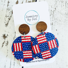 Load image into Gallery viewer, Wood Stud Earring: American Flag