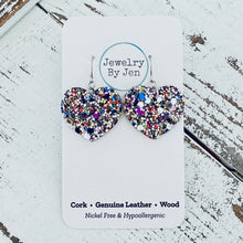 Load image into Gallery viewer, Small Heart Earrings: Jeweled Confetti Glitter