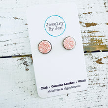 Load image into Gallery viewer, Stud Earrings: Dusty Pink Glitter