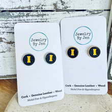 Load image into Gallery viewer, Iowa Hawkeyes “I” Black Stud Earrings