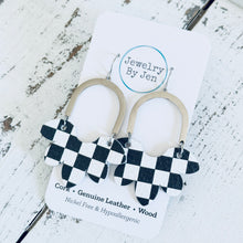 Load image into Gallery viewer, Split Flower Earrings: Black &amp; White Checkered
