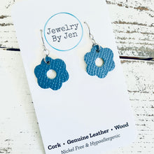 Load image into Gallery viewer, Blossom Cutout Earrings: Denim Blue Saffiano