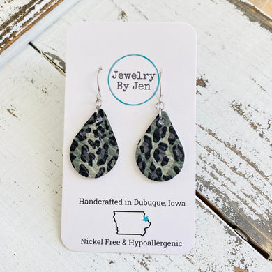 Small Teardrop: Camo & Cheetah (LEATHER VERSION)