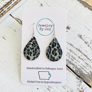 Small Teardrop: Camo & Cheetah (LEATHER VERSION)