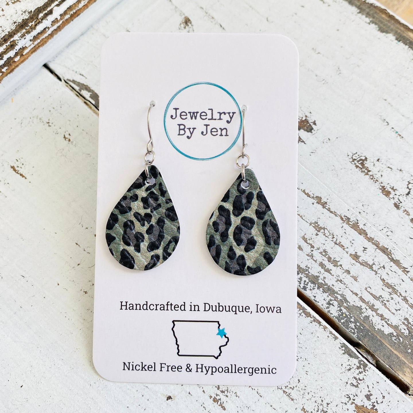 Small Teardrop: Camo & Cheetah (LEATHER VERSION)