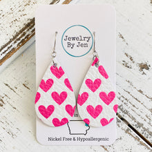 Load image into Gallery viewer, Medium Teardrop: Pink Hearts on White
