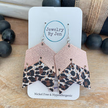 Load image into Gallery viewer, Double Chevron Earrings: Rose Gold &amp; Cheetah Cork