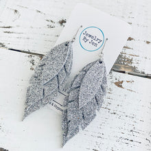 Load image into Gallery viewer, Jagged Feather Earrings: Silver Fine Glitter