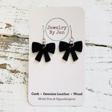 Load image into Gallery viewer, Bow Earrings: Black