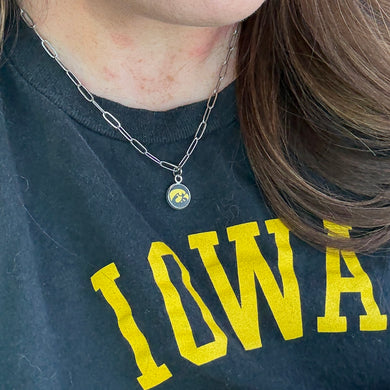 Iowa Hawkeyes Silver Tigerhawk Necklace
