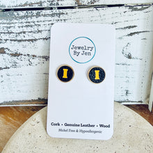 Load image into Gallery viewer, Iowa Hawkeyes “I” Black Stud Earrings