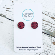 Load image into Gallery viewer, Stud Earrings: Burgundy Braided