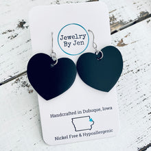 Load image into Gallery viewer, Medium Heart Earrings: Black