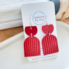 Load image into Gallery viewer, Embossed Arch Earrings: Red