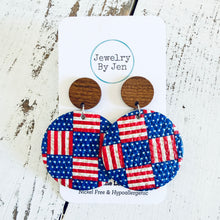 Load image into Gallery viewer, Wood Stud Earring: American Flag