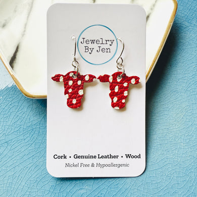 Cow Head Earrings: Red w/ White Spots