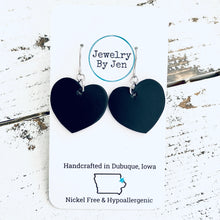 Load image into Gallery viewer, Small Heart Earrings: Black