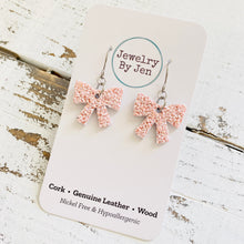 Load image into Gallery viewer, Bow Earrings: Pink Glitter