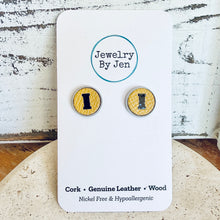 Load image into Gallery viewer, Iowa Hawkeyes “I” Yellow Stud Earrings