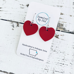 Small Heart Earrings: Red
