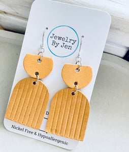 Embossed Arch Earrings: Mustard