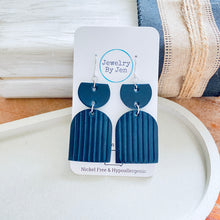 Load image into Gallery viewer, Embossed Arch Earrings: Navy