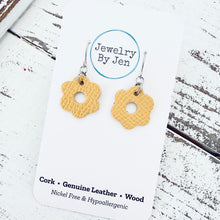 Load image into Gallery viewer, Blossom Cutout Earrings: Yellow Saffiano