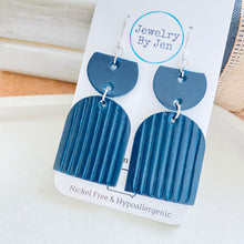 Load image into Gallery viewer, Embossed Arch Earrings: Navy