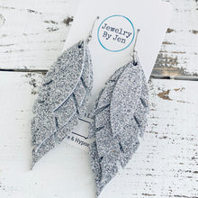 Load image into Gallery viewer, Jagged Feather Earrings: Silver Fine Glitter