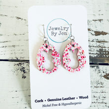 Load image into Gallery viewer, Easter Bunny Cutout Earrings: Pink/White/Blue Glitter