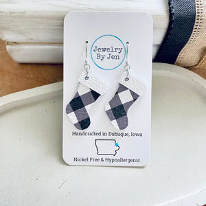 Christmas Stocking: White & Black Plaid