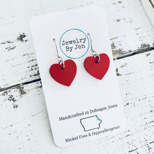 Mini Heart Earrings: Red