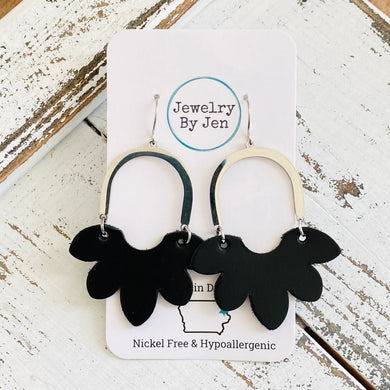 Split Flower Earrings: Black