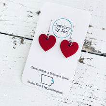 Load image into Gallery viewer, Mini Heart Earrings: Red