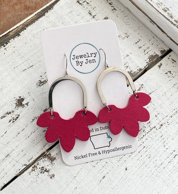 Split Flower Earrings: Fuchsia