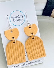 Load image into Gallery viewer, Embossed Arch Earrings: Mustard