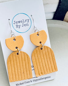 Embossed Arch Earrings: Mustard