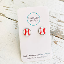 Load image into Gallery viewer, Stud Earrings: Baseball
