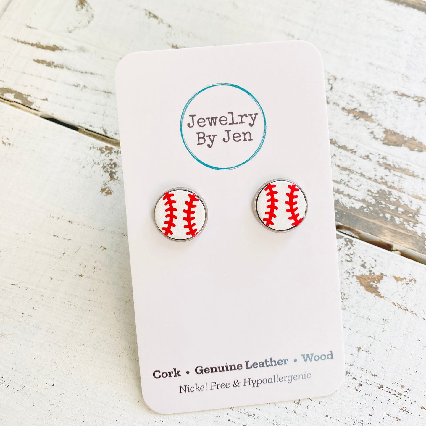 Stud Earrings: Baseball