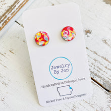 Load image into Gallery viewer, Stud Earrings: Hot Pink Confetti Cork