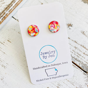 Stud Earrings: Hot Pink Confetti Cork