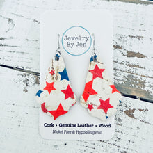 Load image into Gallery viewer, Chandelier Earrings: Red, White &amp; Blue Stars