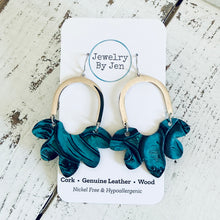Load image into Gallery viewer, Split Flower Earrings: Aquamarine Tooled