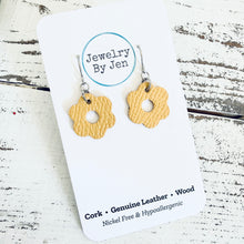 Load image into Gallery viewer, Blossom Cutout Earrings: Yellow Saffiano