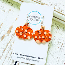 Load image into Gallery viewer, Small Pumpkin Earrings: Bumpy Orange Cork