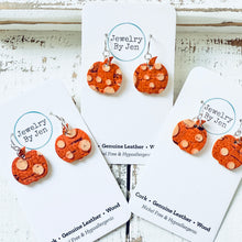 Load image into Gallery viewer, Mini Pumpkin Earrings: Bumpy Orange Cork