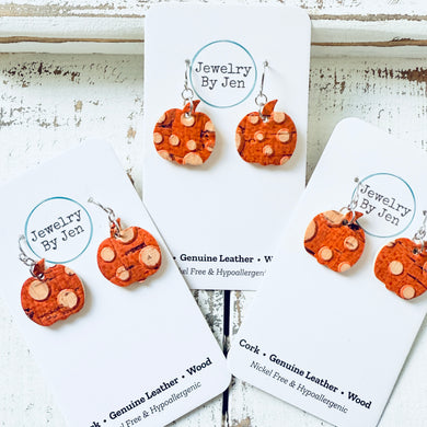 Mini Pumpkin Earrings: Bumpy Orange Cork