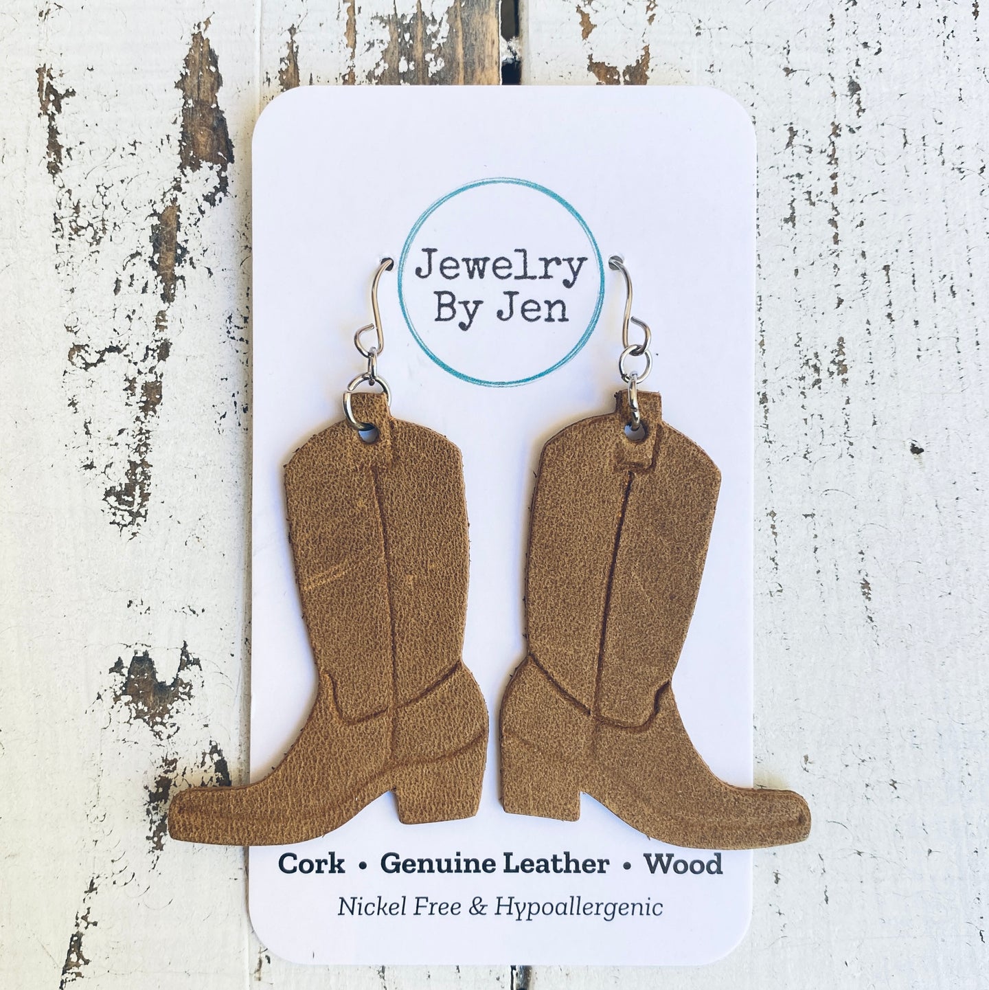 Cowgirl Boot Earrings: Tan